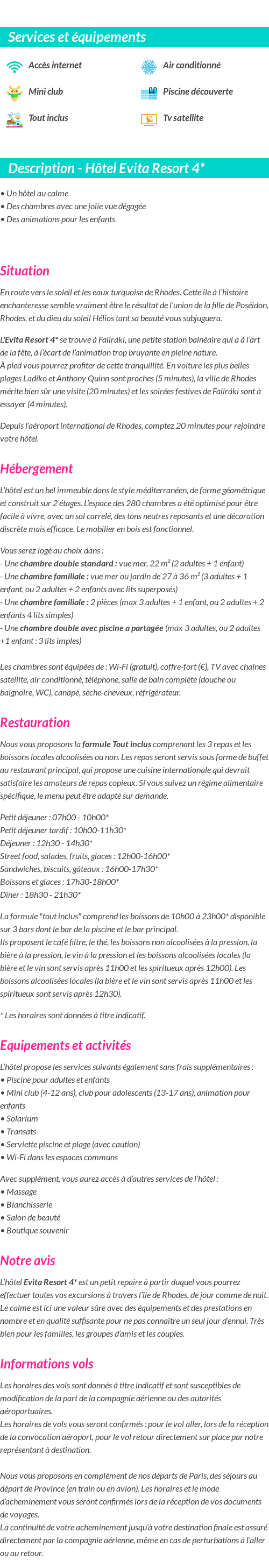 Détails du séjour