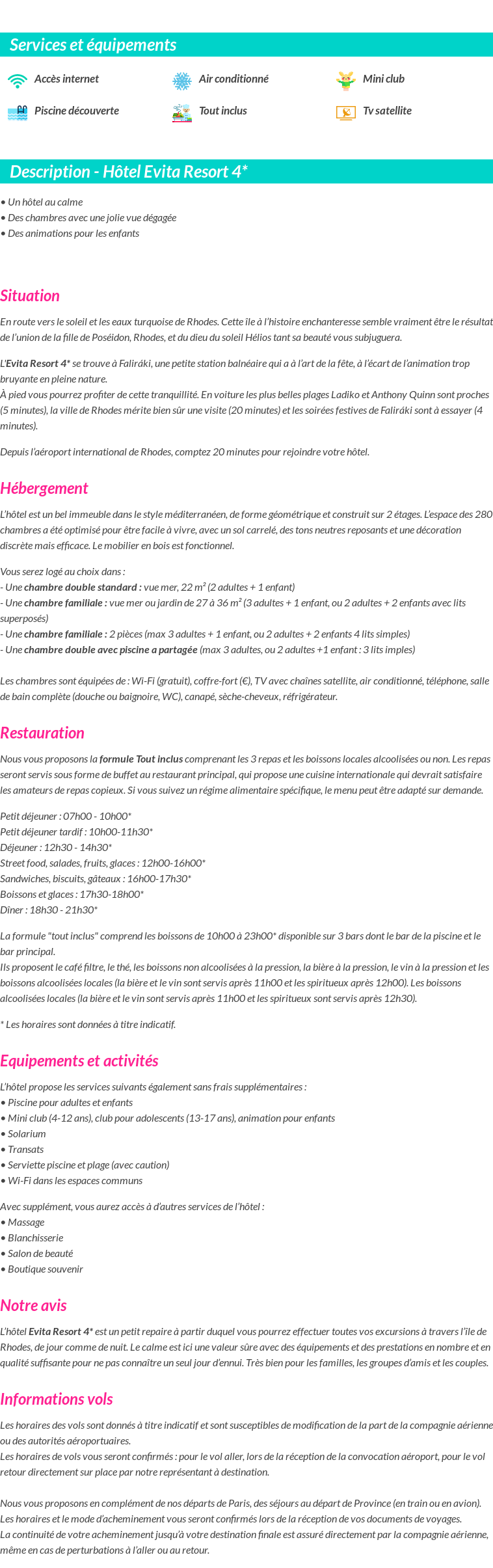 Détails du séjour