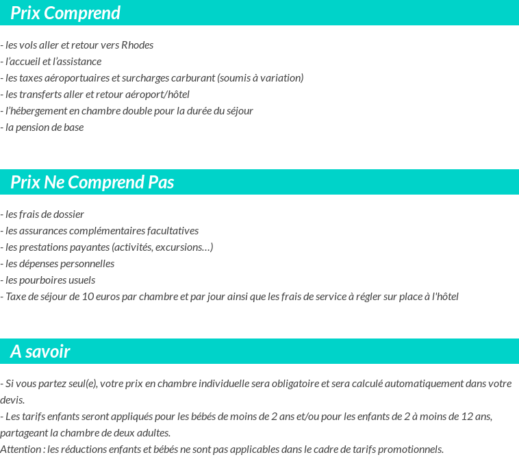 Conditions tarifaires
