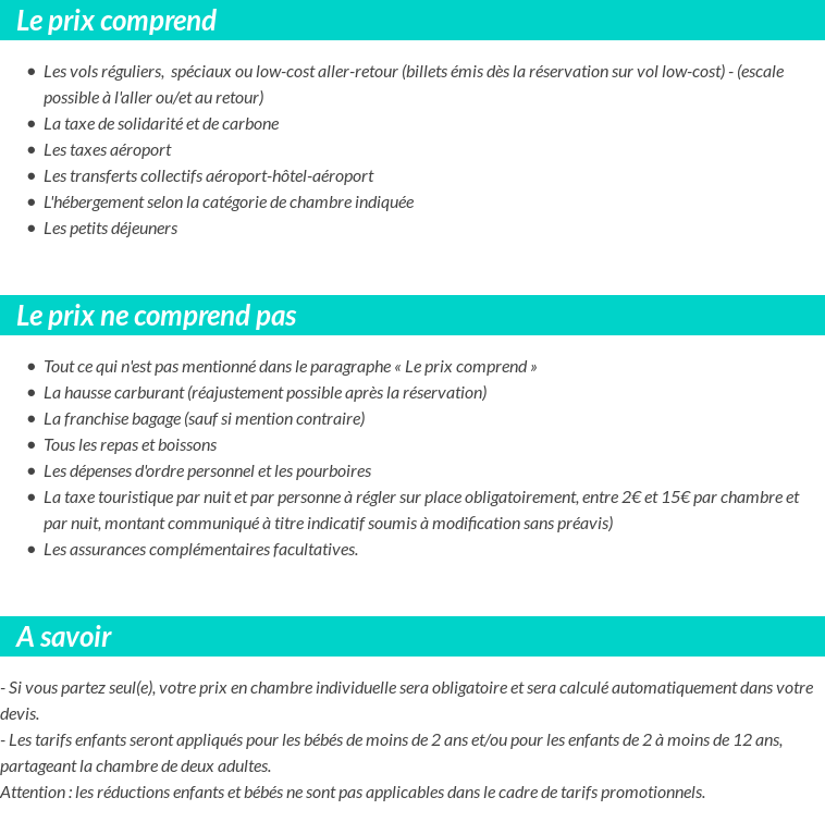 Conditions tarifaires