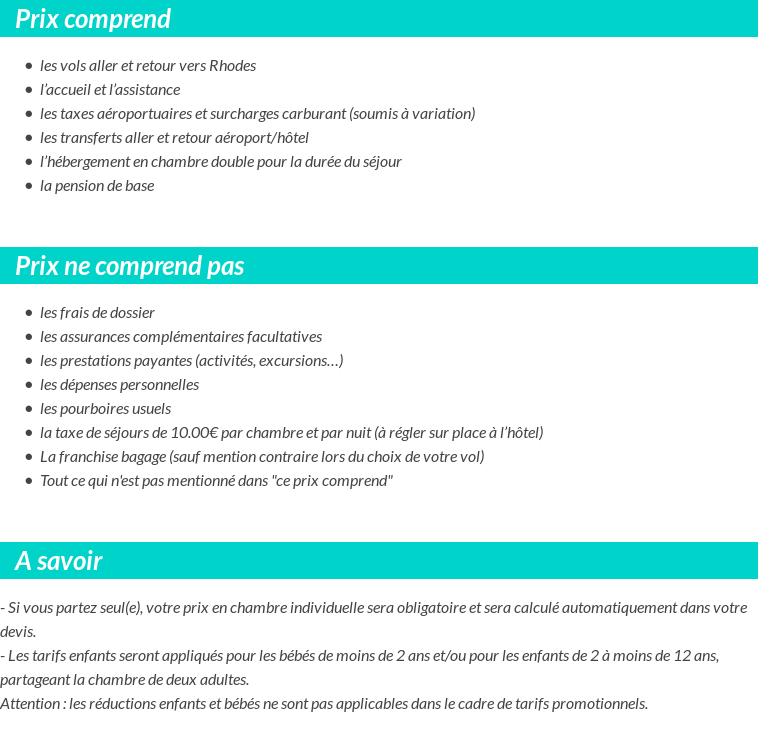 Conditions tarifaires