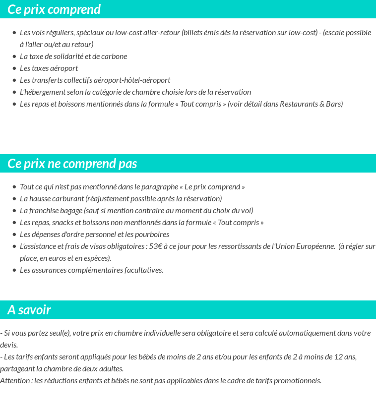 Conditions tarifaires