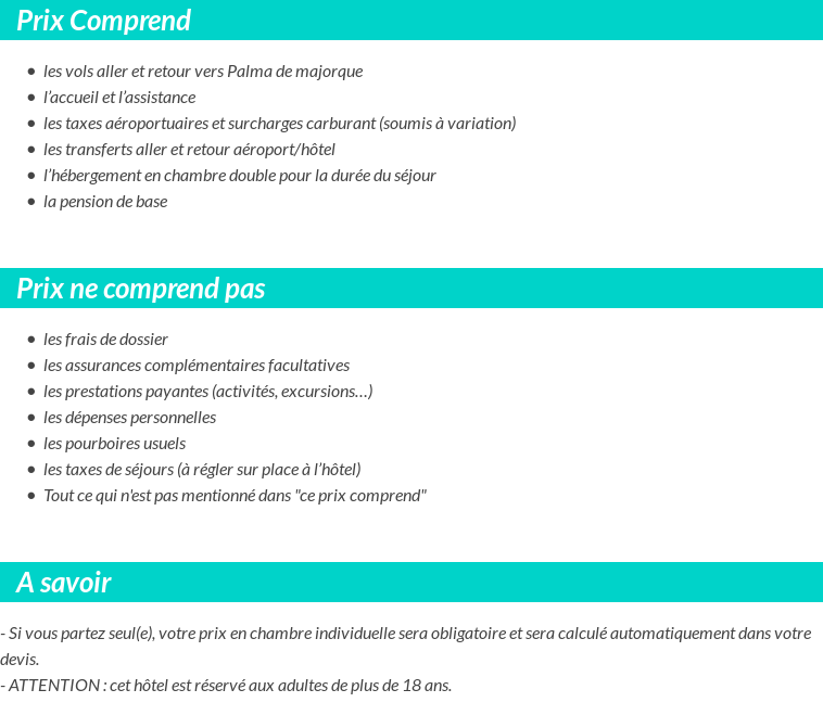 Conditions tarifaires