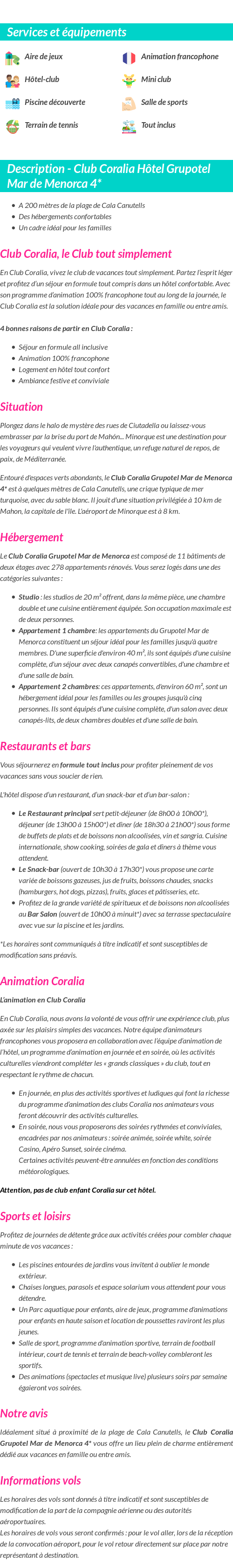 Détails du séjour