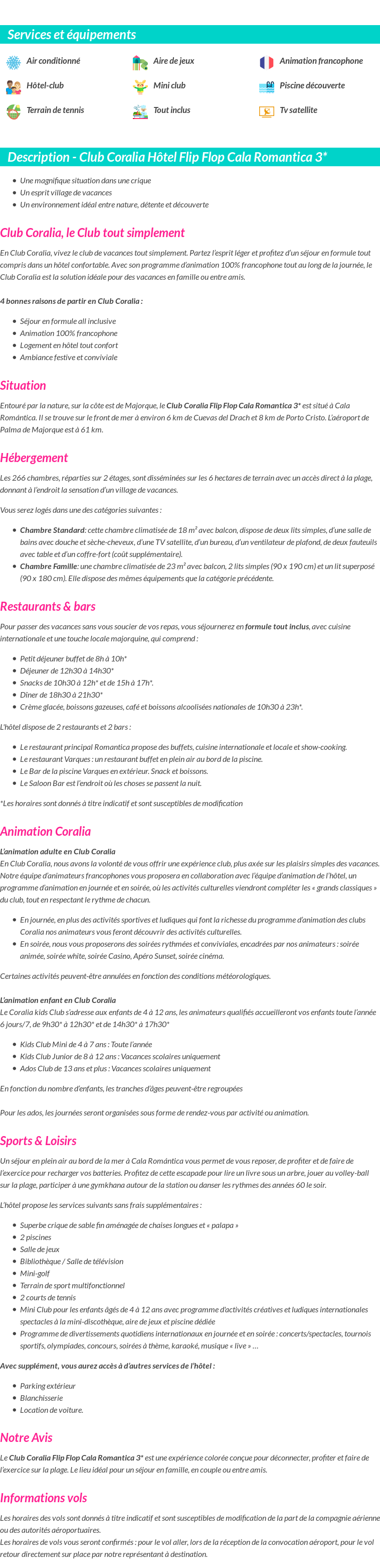 Détails du séjour