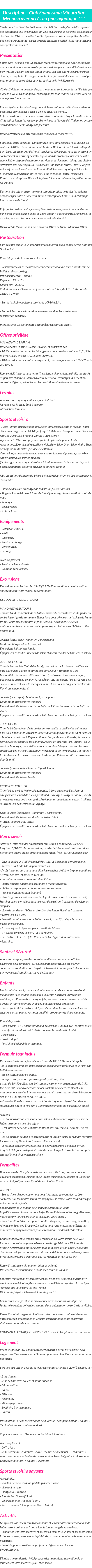 Détails du séjour