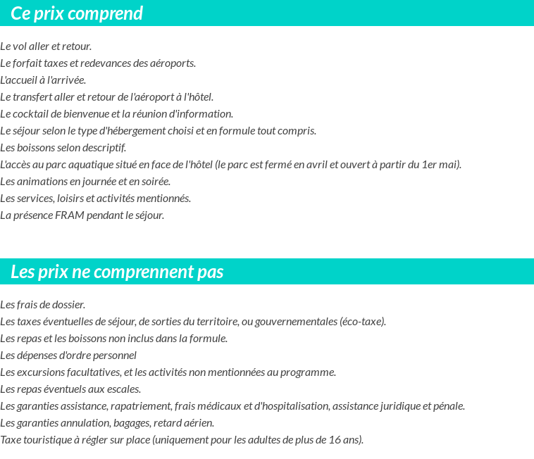 Conditions tarifaires