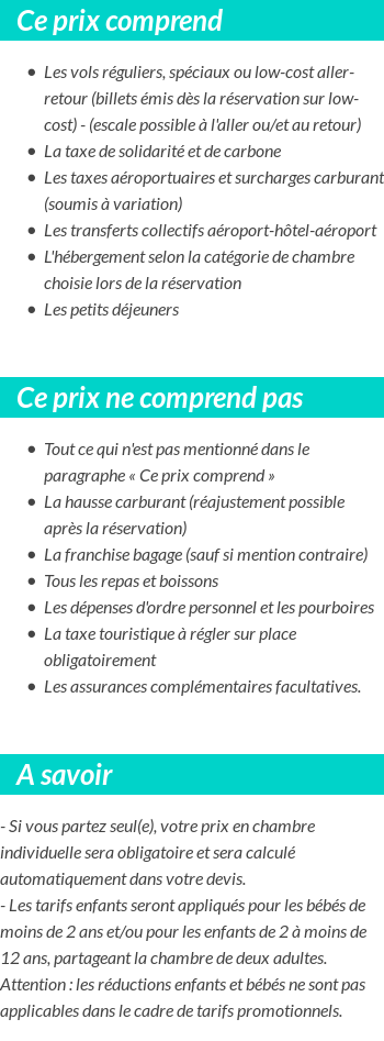 Conditions tarifaires