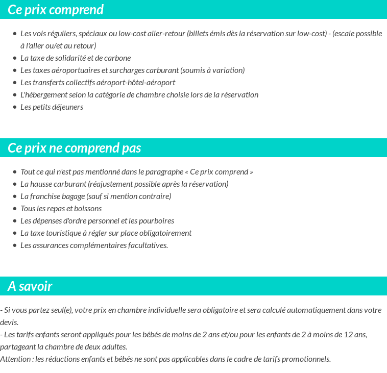 Conditions tarifaires