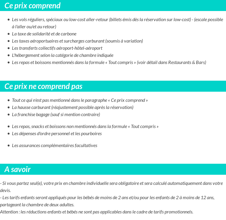Conditions tarifaires