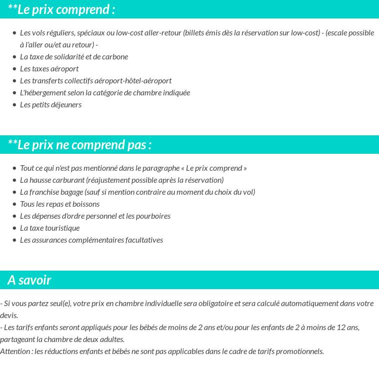 Conditions tarifaires