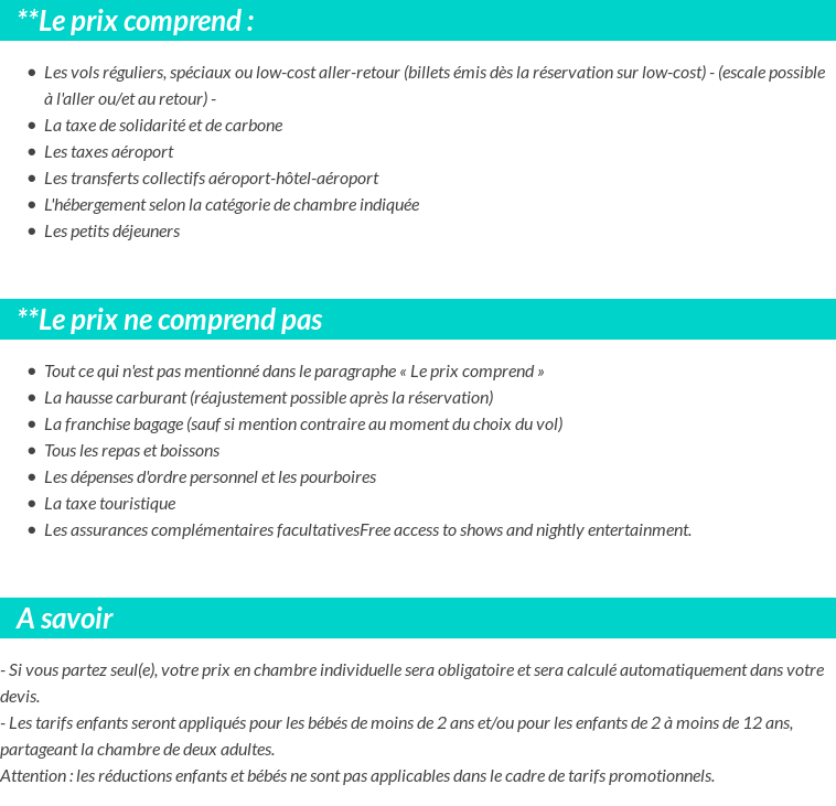 Conditions tarifaires