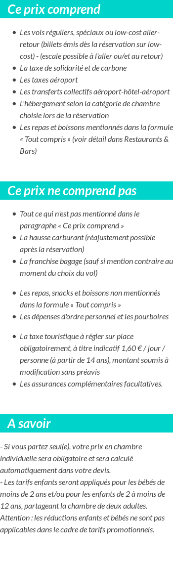 Conditions tarifaires
