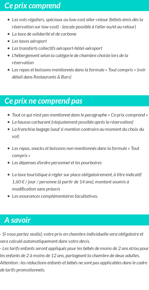 Conditions tarifaires