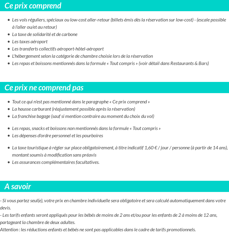 Conditions tarifaires