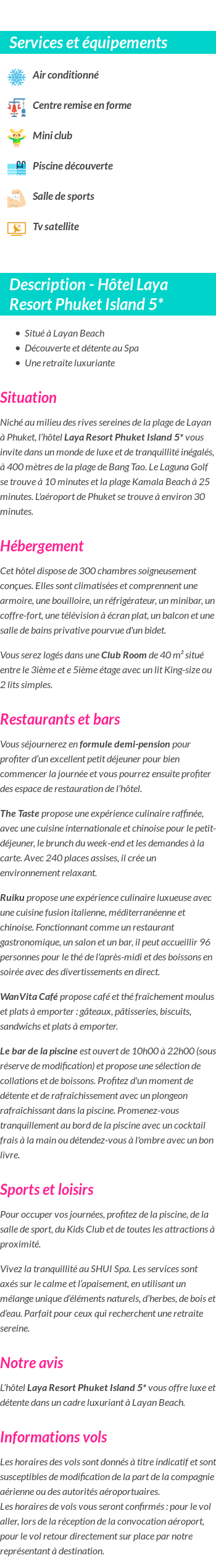 Détails du séjour