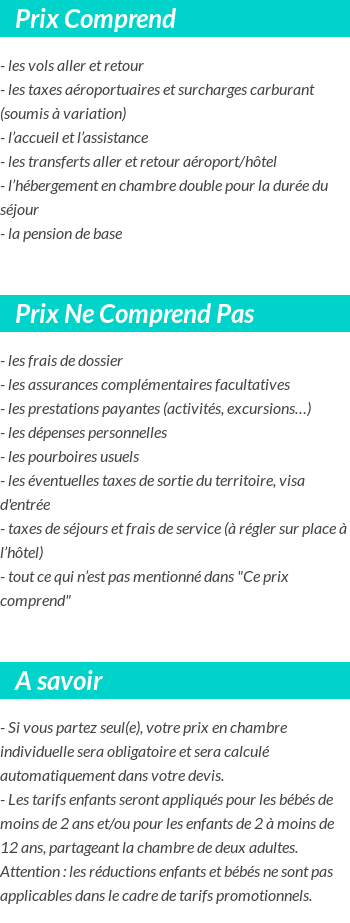 Conditions tarifaires