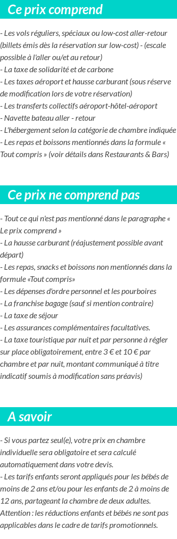 Conditions tarifaires