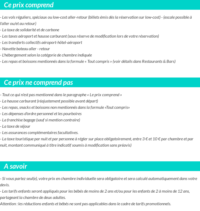 Conditions tarifaires