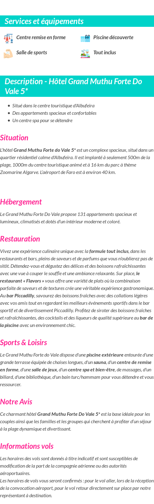 Détails du séjour