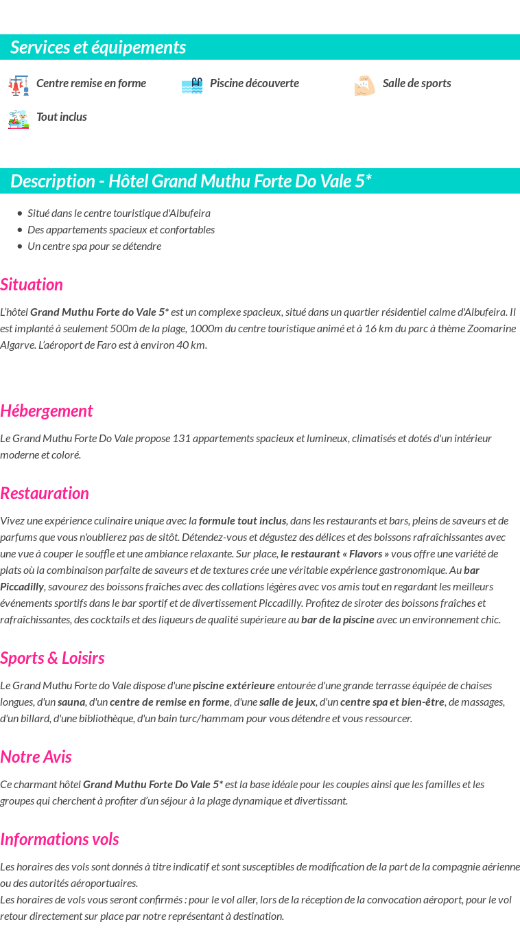 Détails du séjour