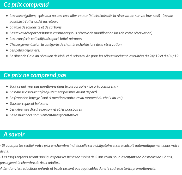 Conditions tarifaires
