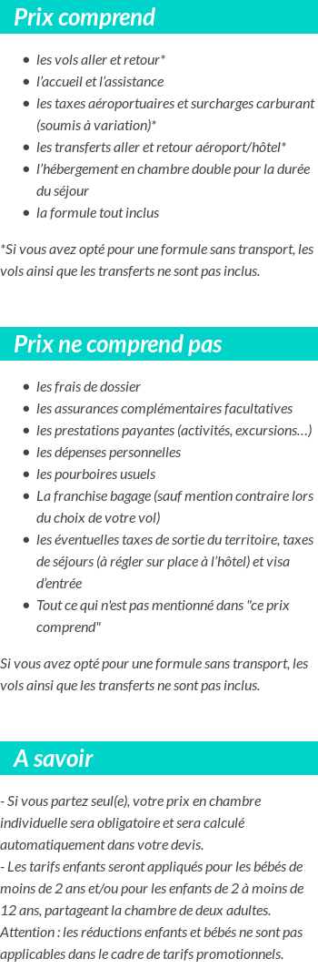 Conditions tarifaires