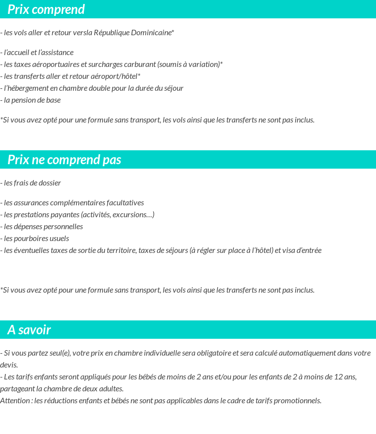 Conditions tarifaires