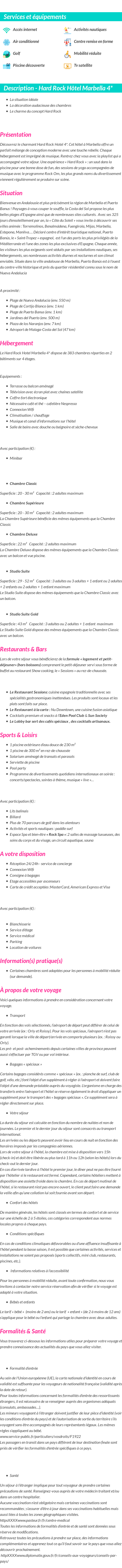 Détails du séjour
