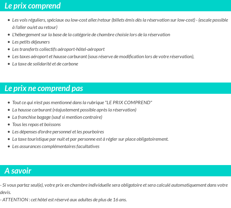 Conditions tarifaires