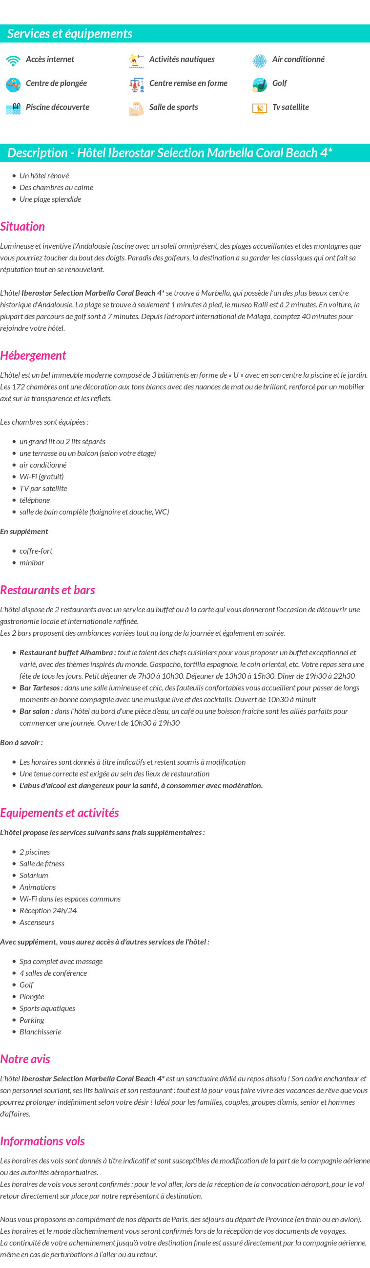 Détails du séjour