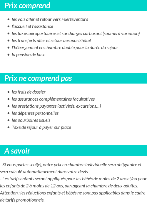 Conditions tarifaires