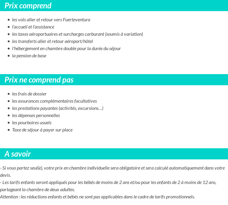 Conditions tarifaires