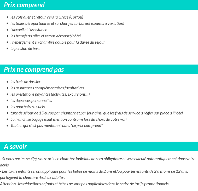 Conditions tarifaires
