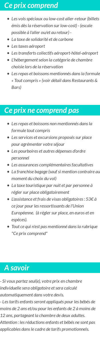 Conditions tarifaires