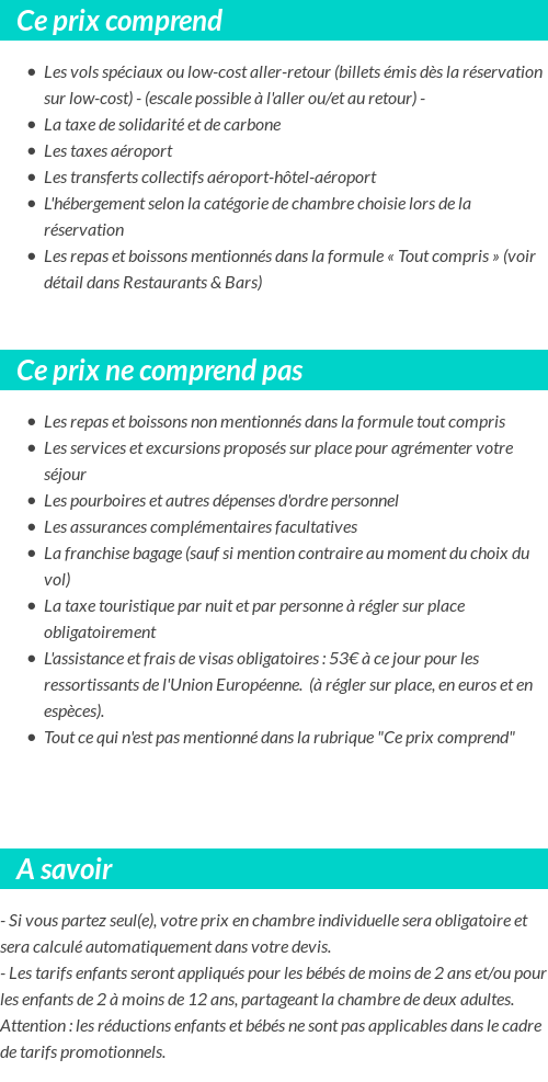 Conditions tarifaires