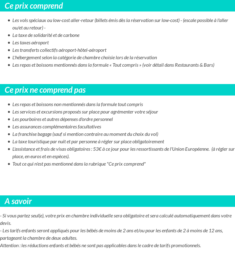 Conditions tarifaires