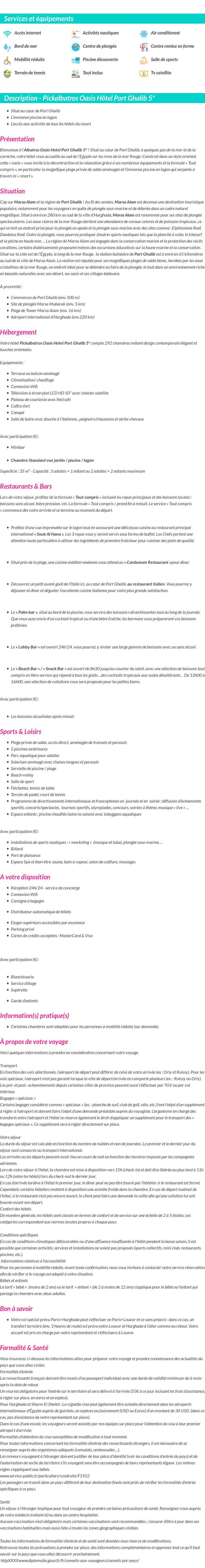 Détails du séjour