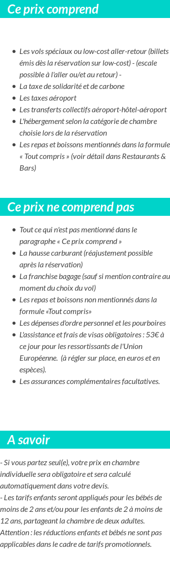 Conditions tarifaires