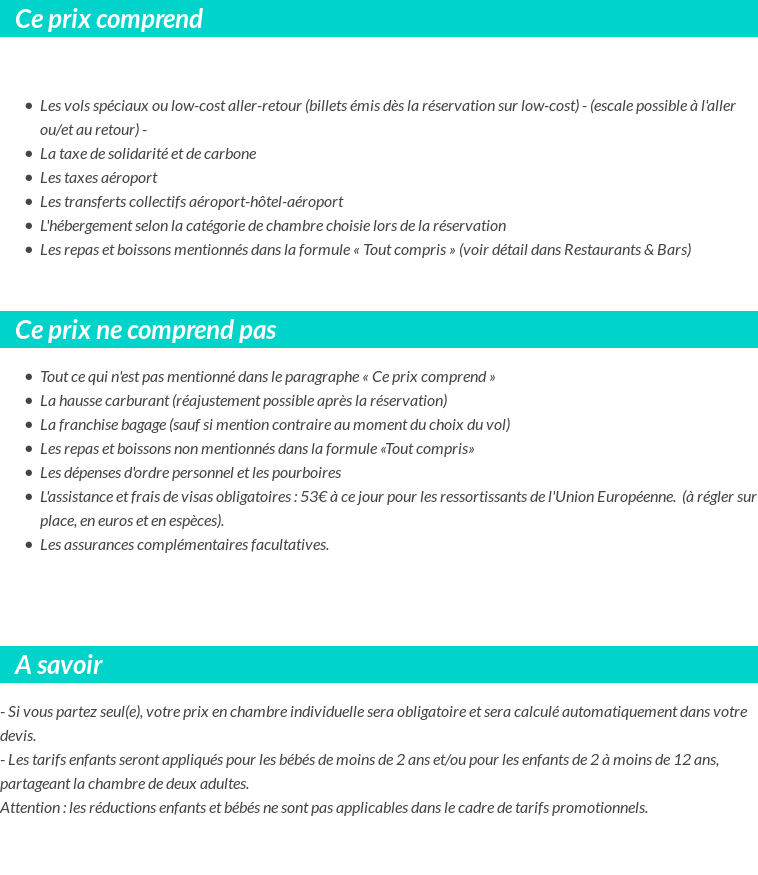 Conditions tarifaires