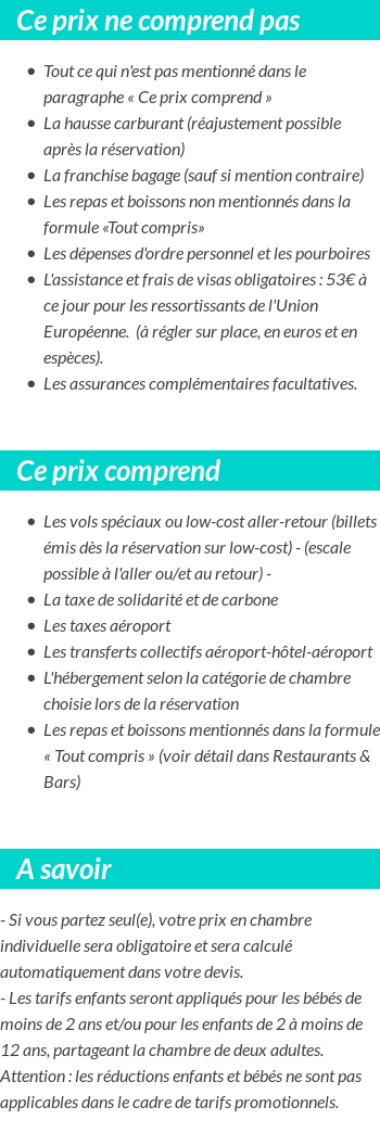 Conditions tarifaires