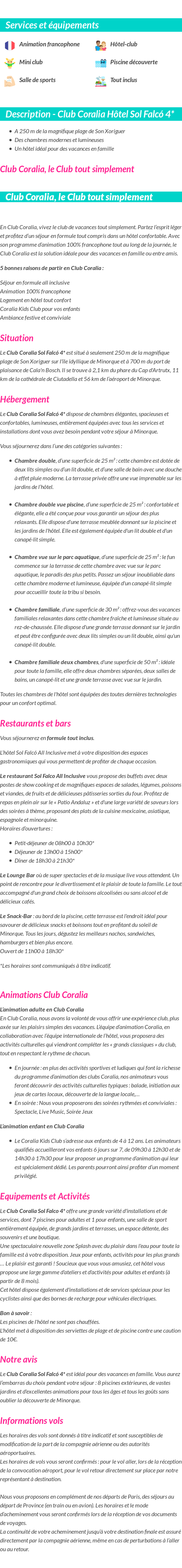 Détails du séjour