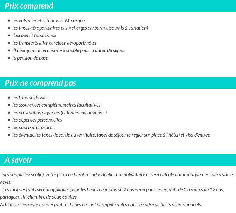 Conditions tarifaires