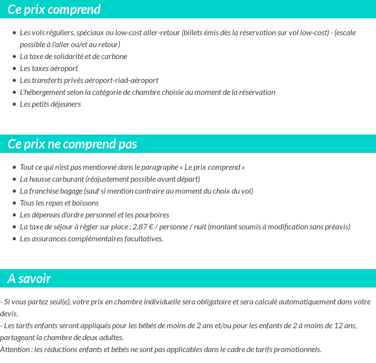 Conditions tarifaires