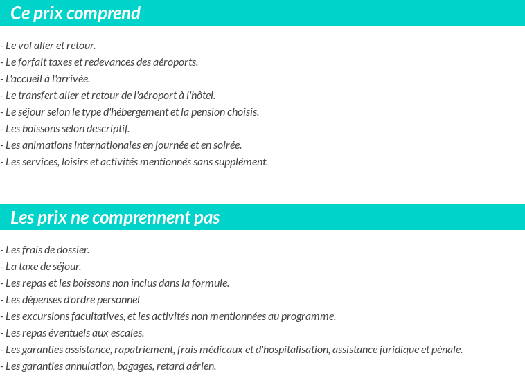 Conditions tarifaires
