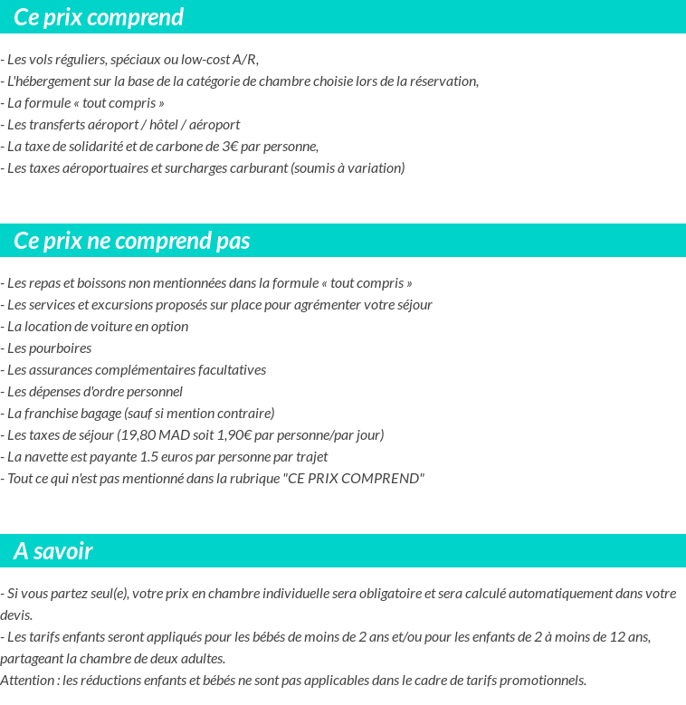 Conditions tarifaires