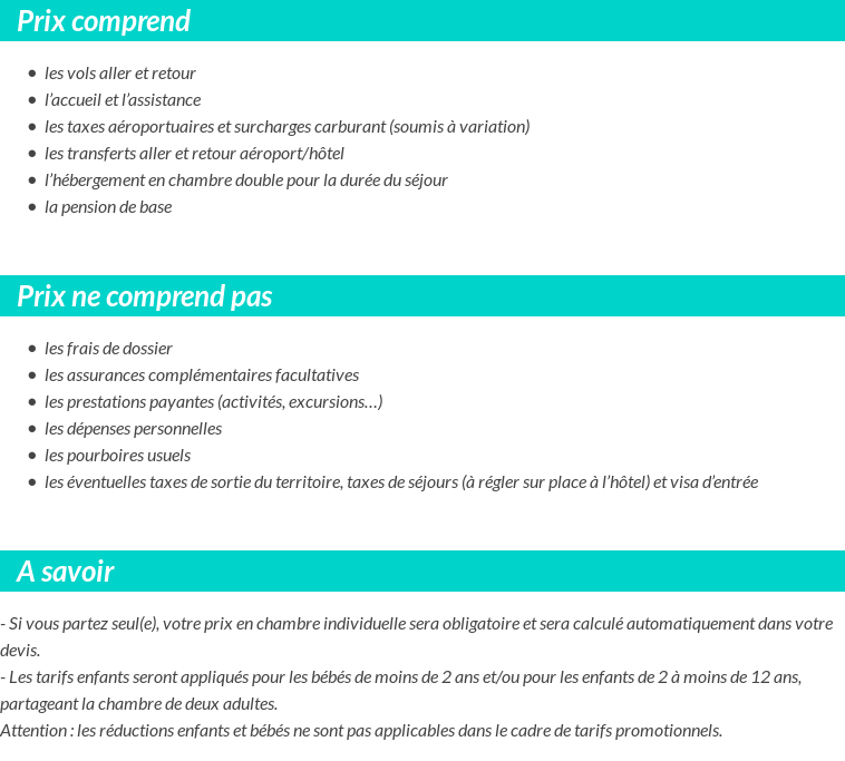 Conditions tarifaires
