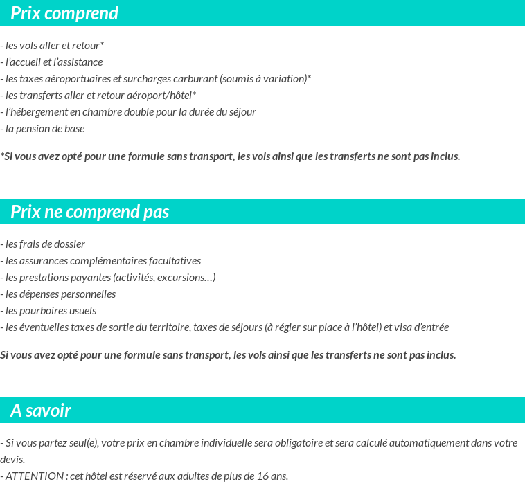 Conditions tarifaires