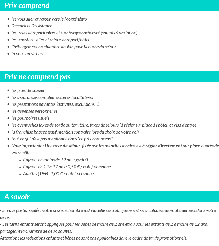 Conditions tarifaires