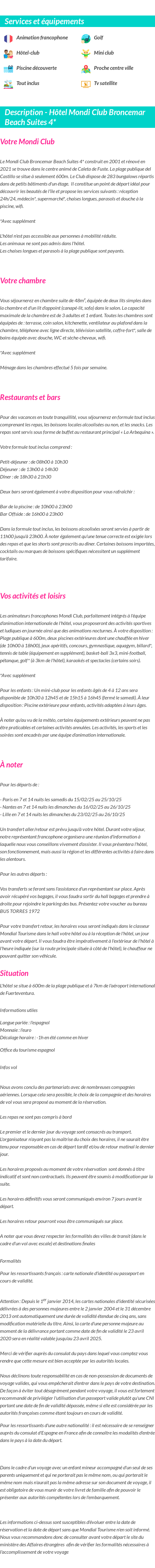 Détails du séjour